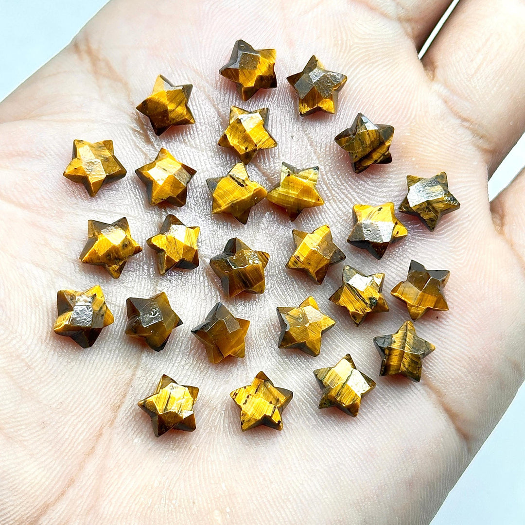 Natural Tiger Eye Faceted Stars Shape Briolettes, AAA Tiger Eye Star Shape Beads For Jewelry Making, Mini Gemstone Star Charms Beads, 8 MM