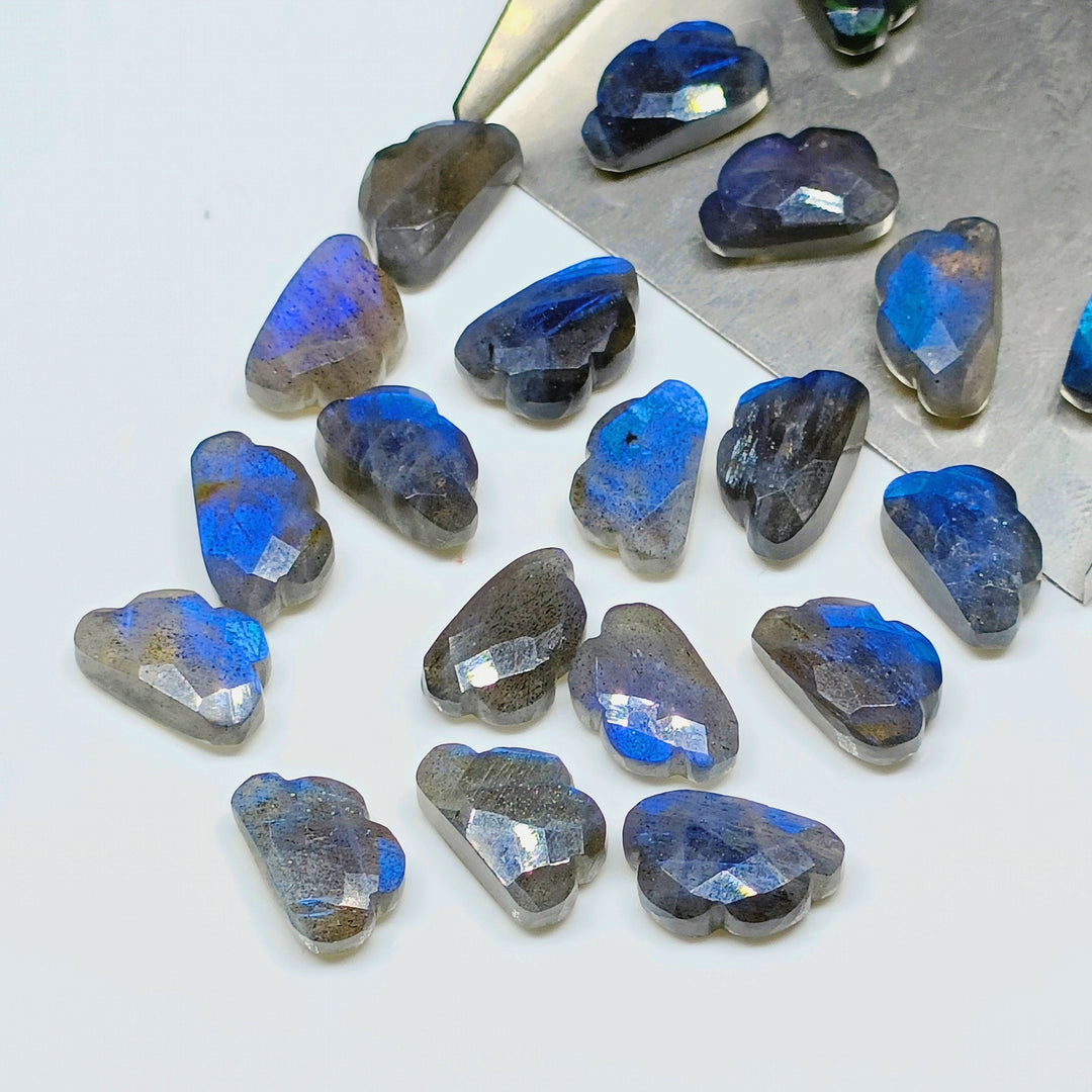 2,3,4,5,6 Pcs 100% Natural Labradorite Clouds Shape Jewellery Making Loose Gemstone, Faceted Gemstone, Gemstone For Jewellery 12X7 mm