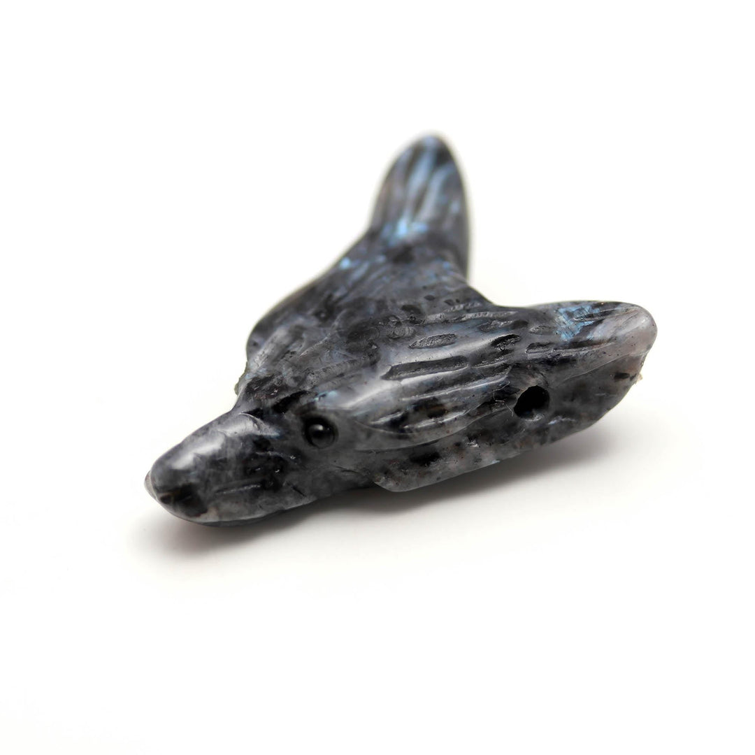 Natural Labradorite Fox Head, AAA Onyx Jewelry Making Gemstones Side Drill from Ear, Head Carved Beads, Reiki Healing Crystal, Home Decor