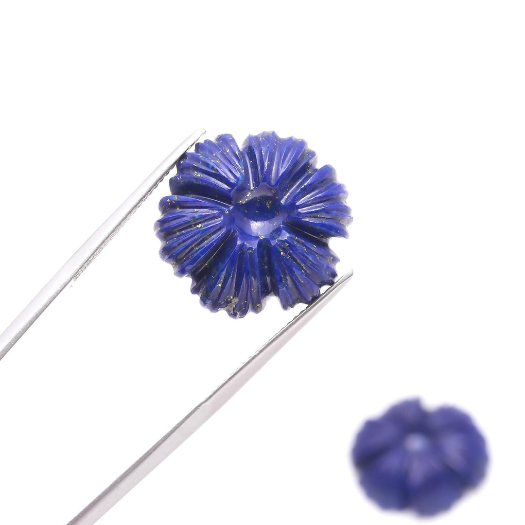 Natural Lapis Lazuli Flower Shape Carving, Blue Lapis Flower Shape Gemstone Beads, Green Flower Charms, 20 MM Reiki Healing Crystal Gifts