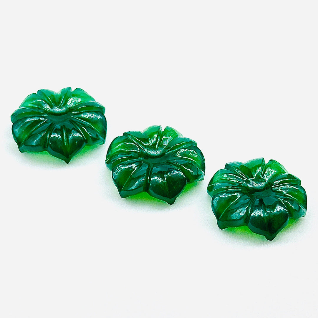Natural Green Onyx Flower Shape Carved Gemstone, Green Onyx Flower Shape Carving, Gemstone For Jewlery 17 mm, Craft Making Flower Charms