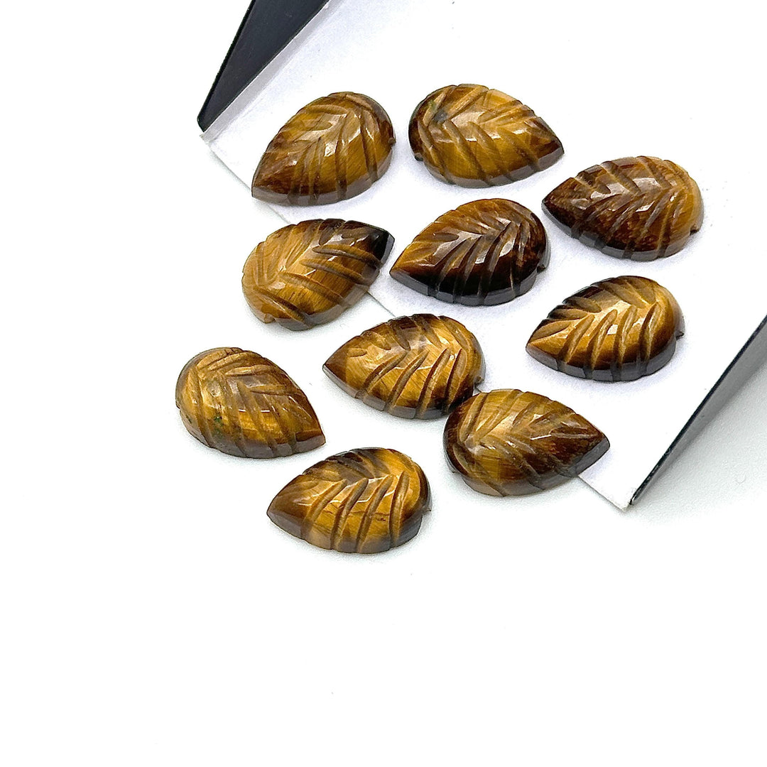 Natural Tiger Eye Leaf Shape Briolettes, AAA Tiger Eye Hand Carved Leaf Shape Gemstone Beads, Leaf Beads, 14 MM Loose Leaf Charms