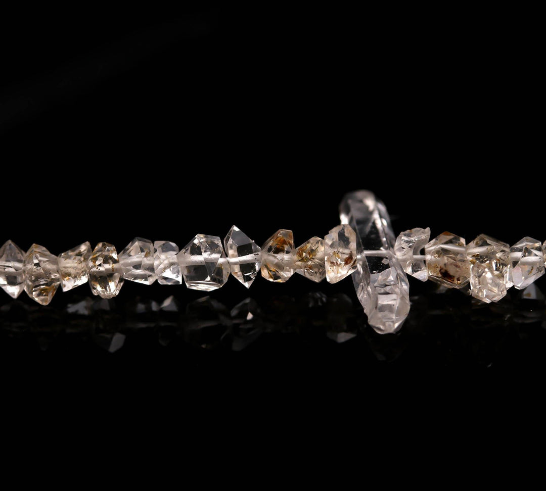 Golden Herkimer Diamond Crystal Beads, Double Terminated Golden Diamond Beads, Natural Uncut Healing Beads for Jewelry