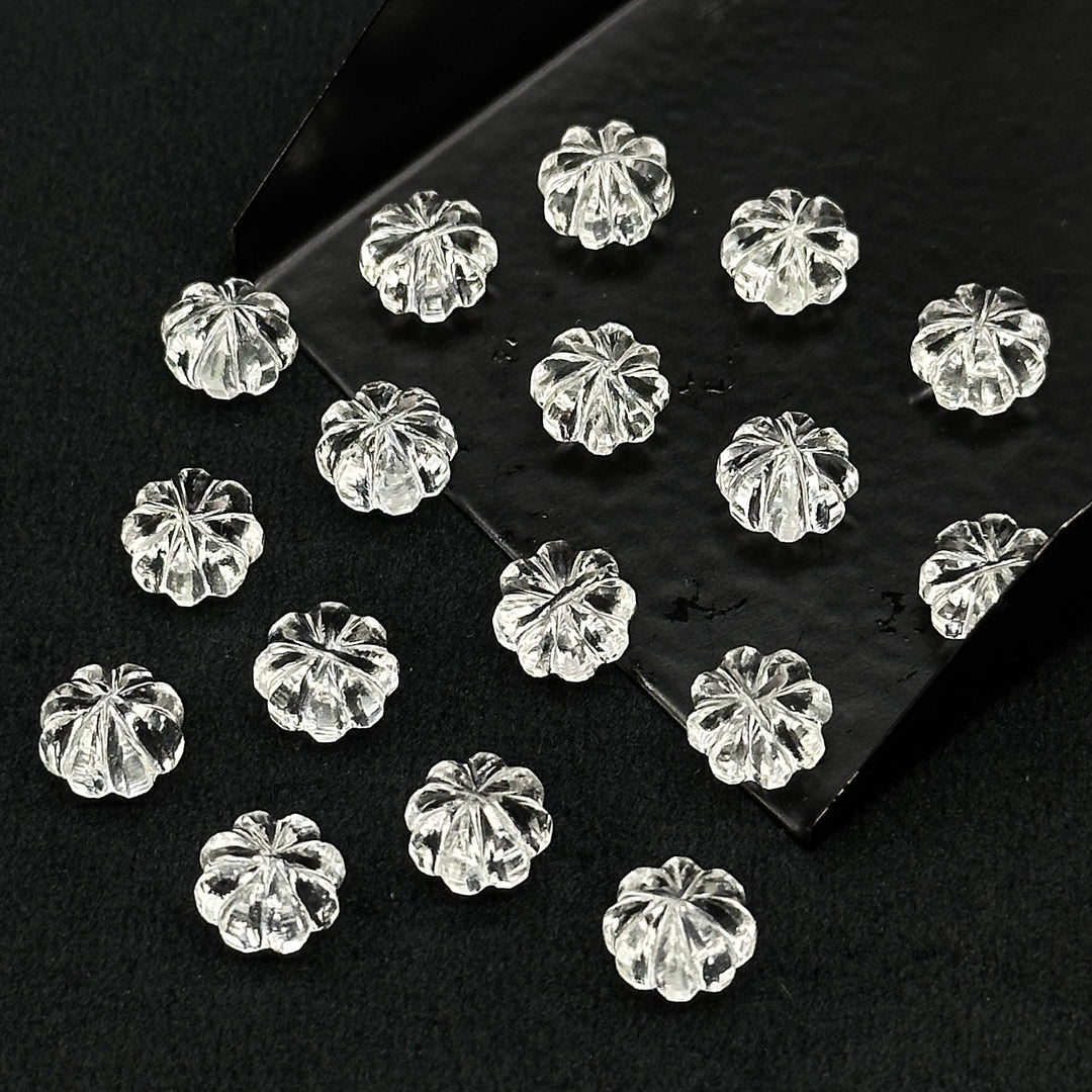 Amazing Carved Crystal Quartz Melon Shape Beads, Hand Carved Pumpkin Shape Gemstone Beads, 6X8 MM Natural Crystal Beads For Jewelry & Crafts