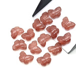 Load image into Gallery viewer, Pretty Pink Strawberry Butterfly Shape Beads, Strawberry Hand Carved Butterfly Briolettes, Gemstone Carvings, 13 MM, Loose Butterfly Charms