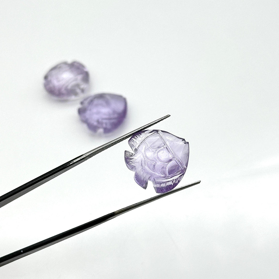 Cute Pink Amethyst Fish Shape Beads, Natural Pink Amethyst Fish Hand Carved Beads, Marine Fishes, Deep Sea Gemstone Fishes 16X17 MM
