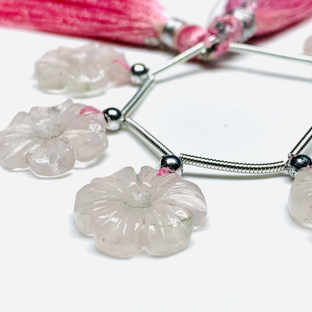 6 Pcs strand  100% Natural Rose Quartz  Fancy Shape Carved Gemstone, Fancy Shape Carving, Carved Gemstone For Jewellery 15 mm