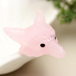 Load image into Gallery viewer, Rose Quartz Fox Head Carving, Pink Quartz Crystal, Home Decor, Reiki Heal Gemstones, Jewelry Making Pendant Beads, Side Drill