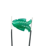 Load image into Gallery viewer, Natural Green Onyx Carved Fish Shape Gemstone, Hand Carved Fish Shape Gemstone, Jewelry Making Gemstones, 17X26 MM, Blue Fish Charm Pendant