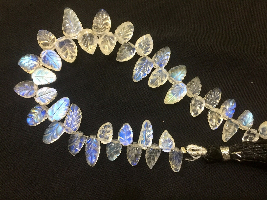 Top Quality Natural Flashy Rainbow Moonstone Leaf Shape Beads, Flashy Moonstone Briolette Beads For Jewelry, Fancy Carving Leafs 7X5 13X7 MM