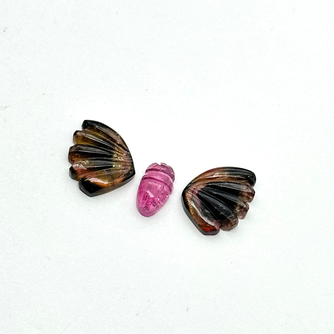 Natural tourmaline Butterfly Shape Carving, Hand carved tourmaline Butterfly loose carving, carved butterfly jewelry for Making 20x11mm.