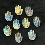 Load image into Gallery viewer, Natural Flashy Labradorite Hamsa Shape Carving Gemstones, 25 MM Palm Shape Gemstone, Healing Power Beads, Hand Carved Jewelry Making Charms