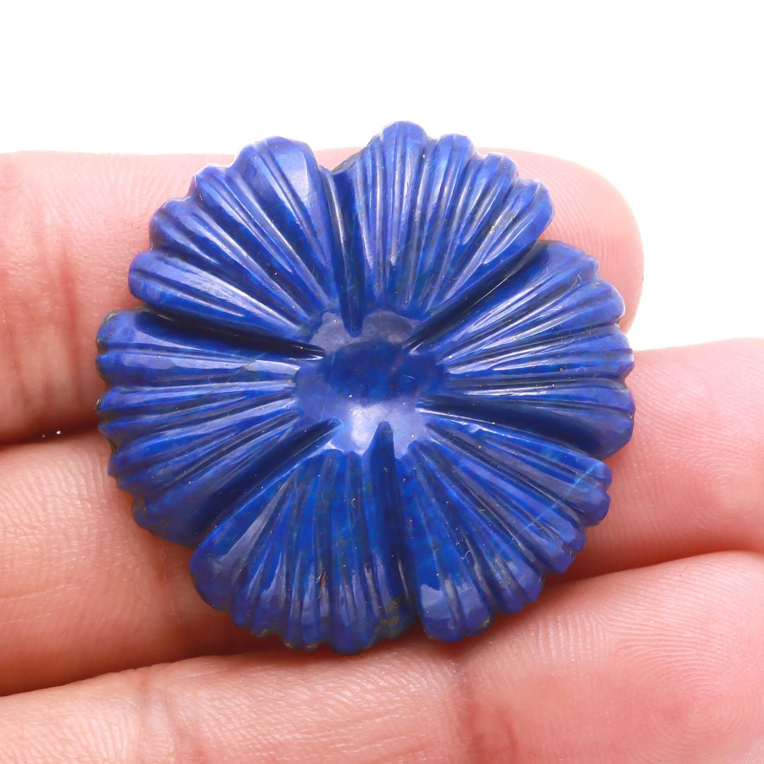 Lapis Lazuli Flower Shape Carving, Natural Lapis Flower Shape Gemstone Beads, 35 MM Reiki Healing Crystal Gifts
