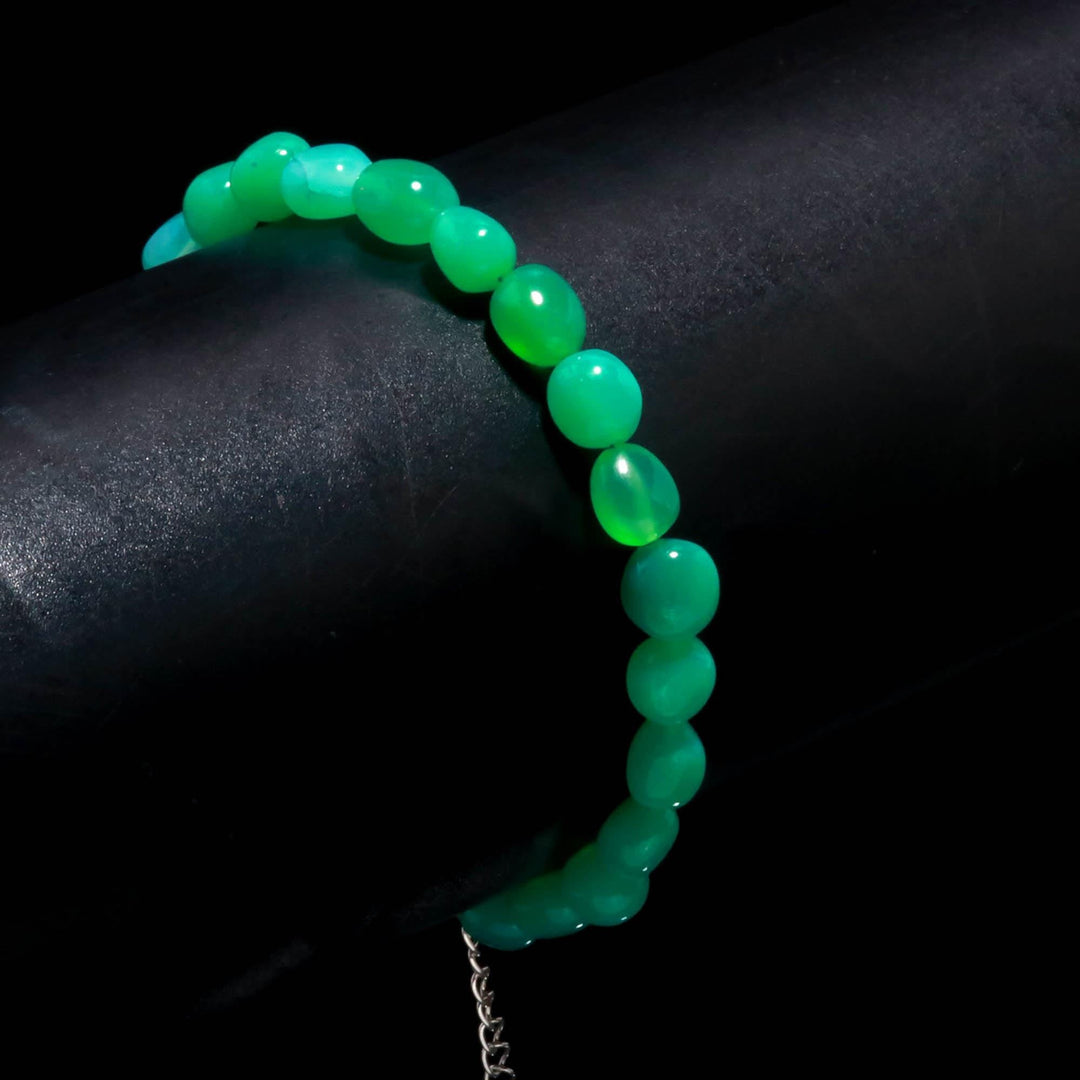 Green Chrysoprase Smooth Tumble Beads Bracelet, Chrysoprase Nuggets Shape Beads Bracelet, Jewelry Gifts, Fancy Jewelry/Anklet for Girls