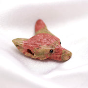 Natural Unakite Fox Head, Hand Carved Unakite Wolf Face Side Drilled for Jewelry Making, Gemstone Crystal Gifts 40 MM