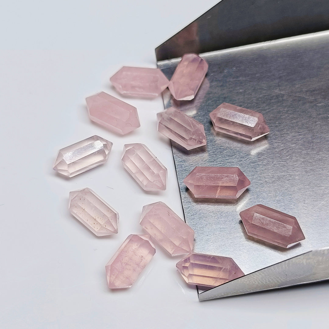 2,3,4,5,6 pcs 100% Natural Rose Quartz Faceted Pencil Shape Loose Gemstone, Rose Quartz Loose Gemstone, Gemstone For Jewellery 10X5 mm