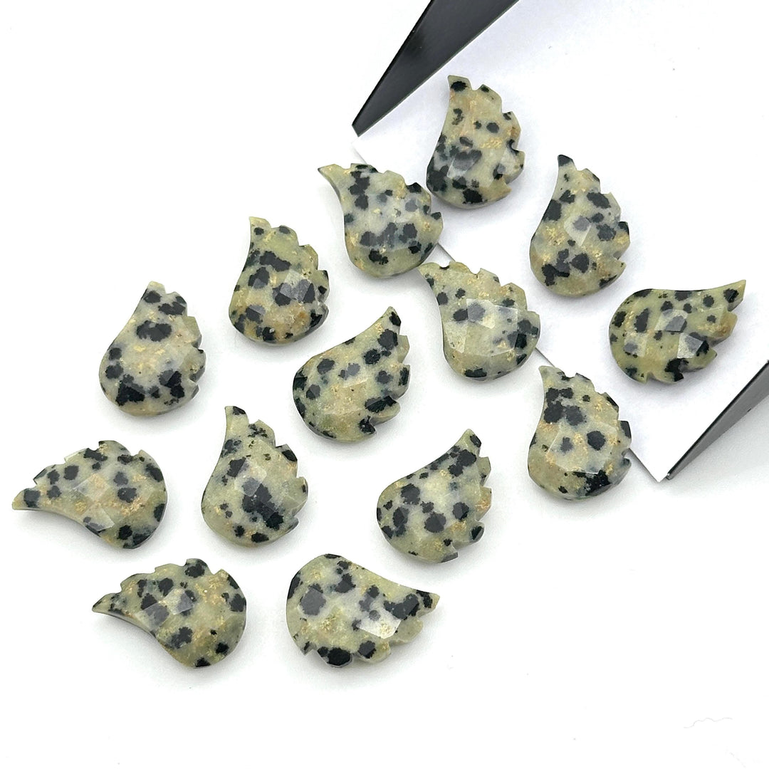 AAA Dalmatian Jasper Leaf Shape Beads, Jasper Leaf Shape Briolette's, Faceted Fancy Carvings for Jewelry, 11X15 MM, Wholesale Gemstones