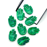 Load image into Gallery viewer, Natural Malachite Hamsa Shape Carving Gemstones, 25 MM Palm Shape Gemstone, Healing Power Of Hamsa, Hand Carved Jewelry Making Charms