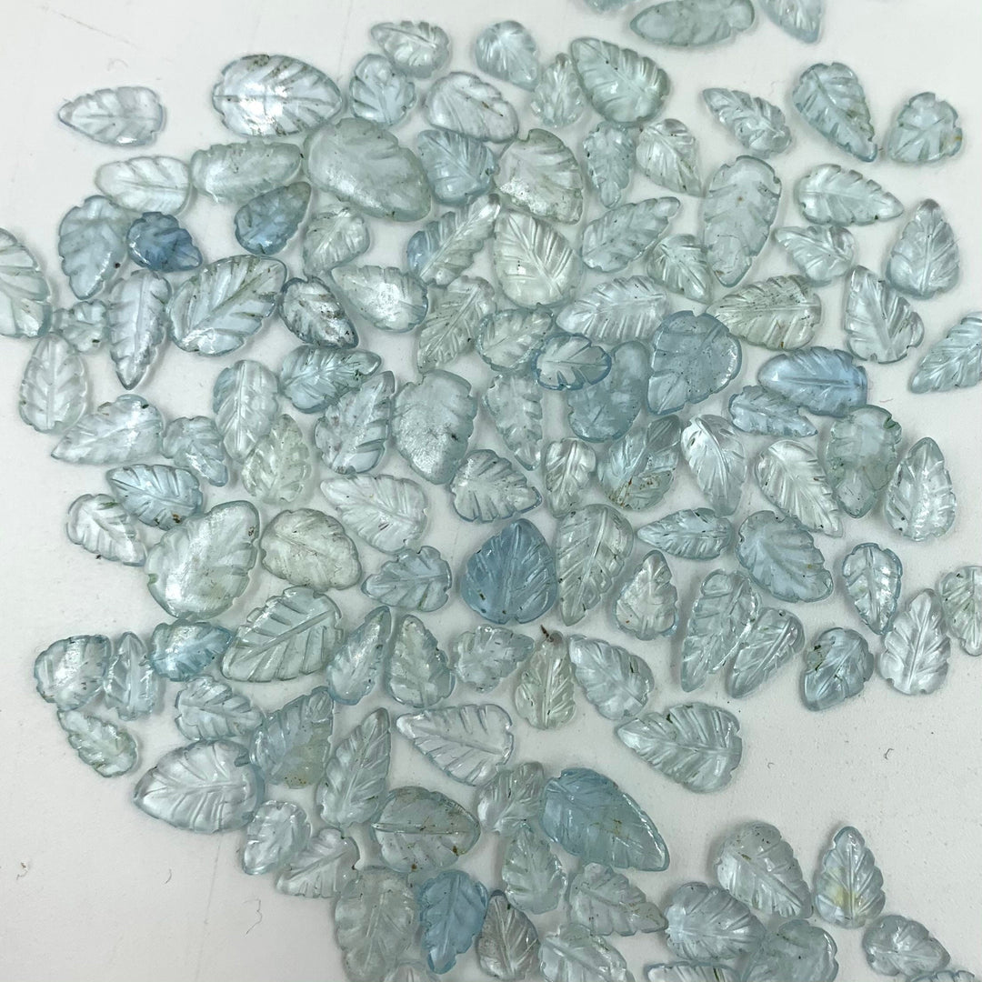 High Quality Aquamarine Leaf Shape Gemstone Beads, Aqua Blue Leaves Beads For Jewelry Making, Aquamarine Hand Carved Gemstones 7X5 - 11X7 MM