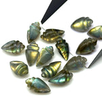 Load image into Gallery viewer, Natural Labradorite Conch/Snail Shell Shape Carving, Flashy Labradorite Hand Carved Shell Shape Gemstone Beads 18X10 MM Loose Shell Gemstone