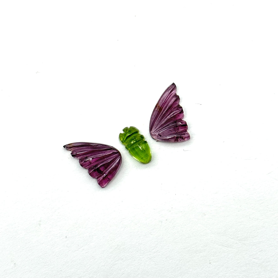natural tourmaline Butterfly Shape Carving, Hand carved tourmaline Butterfly loose carving, carved butterfly  jewelry Making 22x11mm.