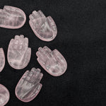 Load image into Gallery viewer, Natural Rose Quartz Hamsa Shape Carving Gemstones, 25 MM Palm Shape Gemstone, Healing Power Of Hamsa, Hand Carved Jewelry Making Charms