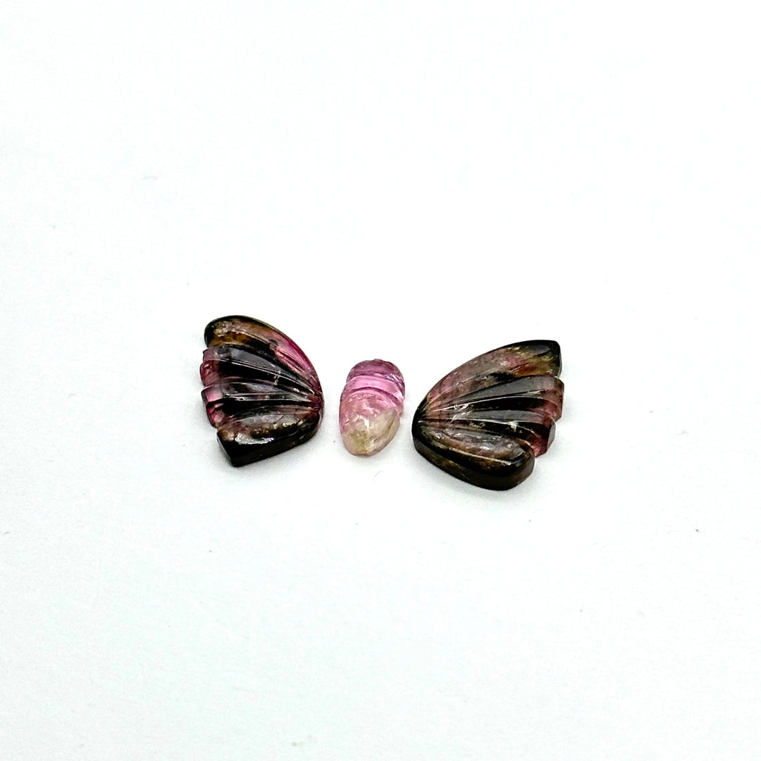 natural tourmaline Butterfly Shape Carving, Hand carved tourmaline Butterfly loose carving, carved butterfly  jewelry Making 23x11mm.