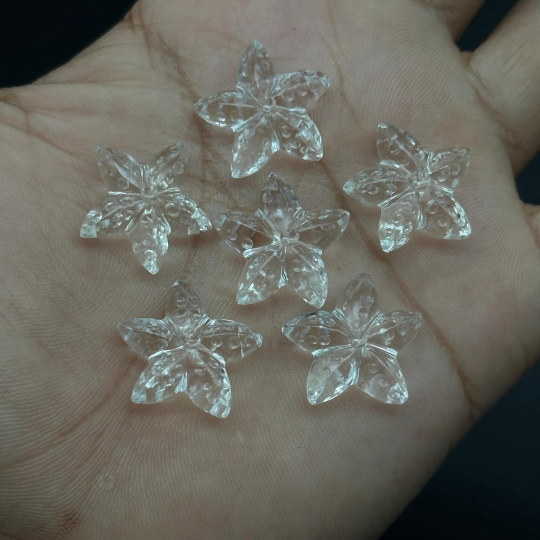 AAA Clear Crystal Quartz Star Fish Shape Beads, Natural Crystal-Clear Fish Shape Carved Gemstones, Star Fish Carvings, Rare Findings, 20 MM