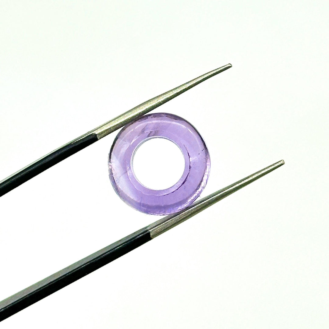 Dazzling Pink Amethyst Donut Shape Gemstones, Natural Pink Amethyst Donut Carving, Healing Gemstone Beads, 12 mm Purple Donut Smooth Beads