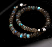 Faceted Labradorite Rondelle Beads: Natural Blue Fire, 6-7mm, 8 Inch Strand