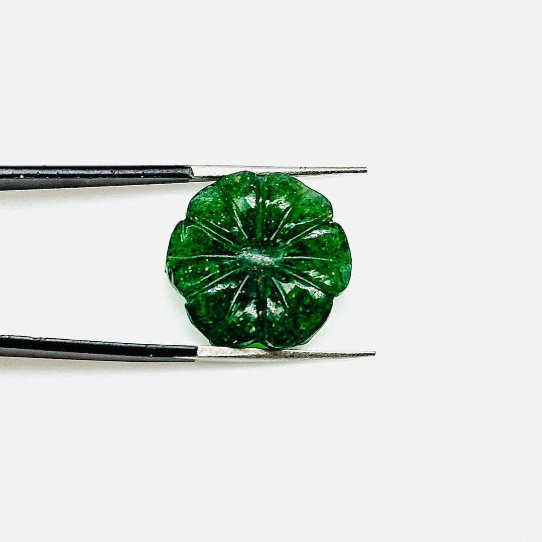 Natural Green Strawberry Quartz Flower Shape Carved Gemstone, Flower Shape Carving, Gemstone For Jewlery 17 mm, Craft Making Flower Charm