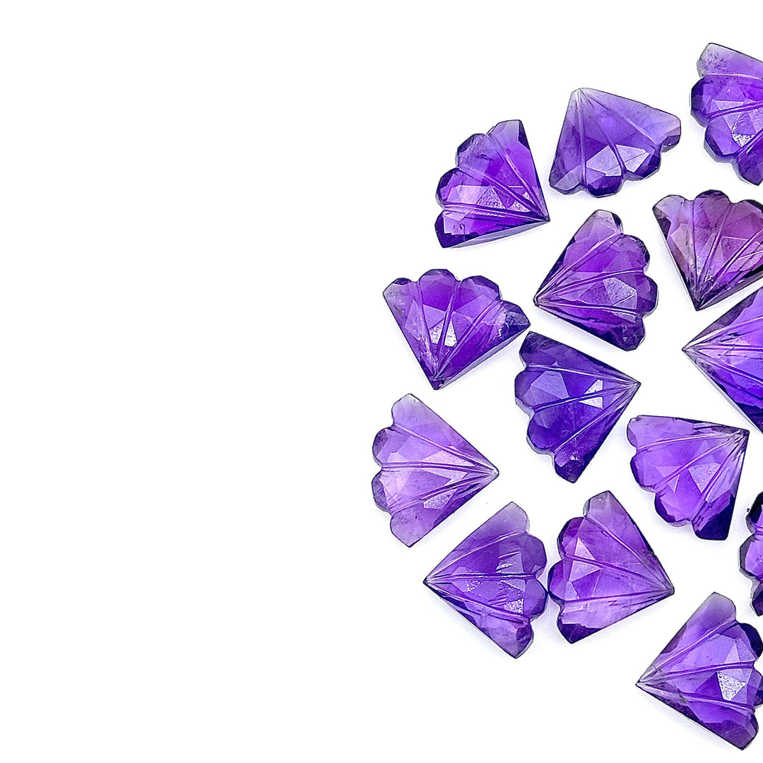 Carved Amethyst Triangle Shape Gemstones, Natural Handmade Amethyst Fancy Shape Briolettes, Butterfly Wings Charm for Jewelry Making 15 MM
