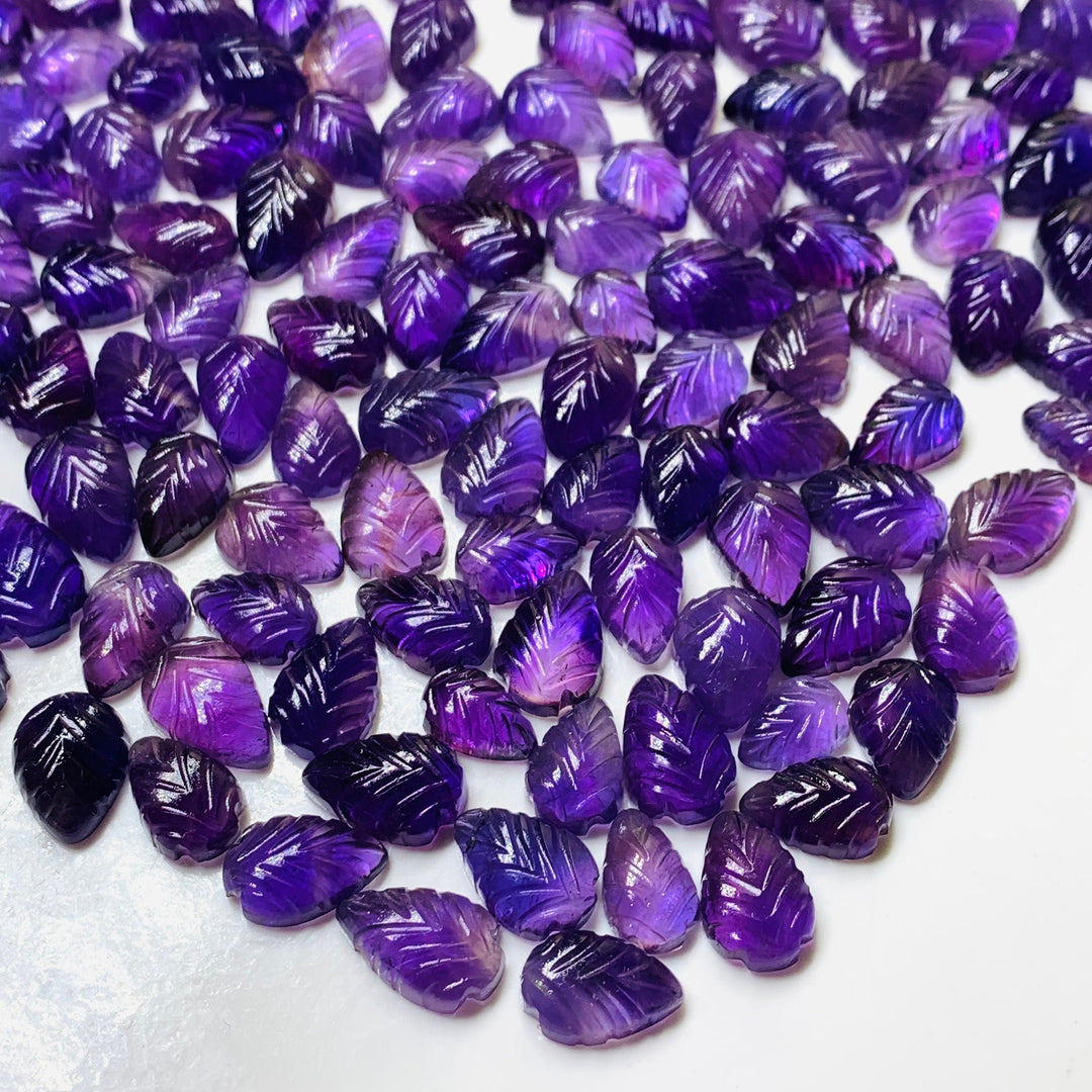 10,20,30,40,50 pcs Incredible AAA Quality 100% Natural Amethyst Leaf Shape Carved Loose Gemstone Lot For Jewelry 6X4 12X8 mm AG-14