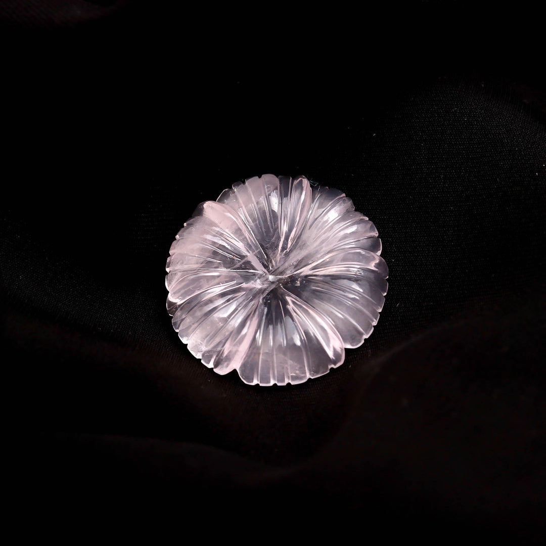Natural Rose Quartz Hand Carved Flower Shape Stone, Flower Charms, 25 MM Reiki Healing Crystal Gifts, Floral Gemstones for Home Decor
