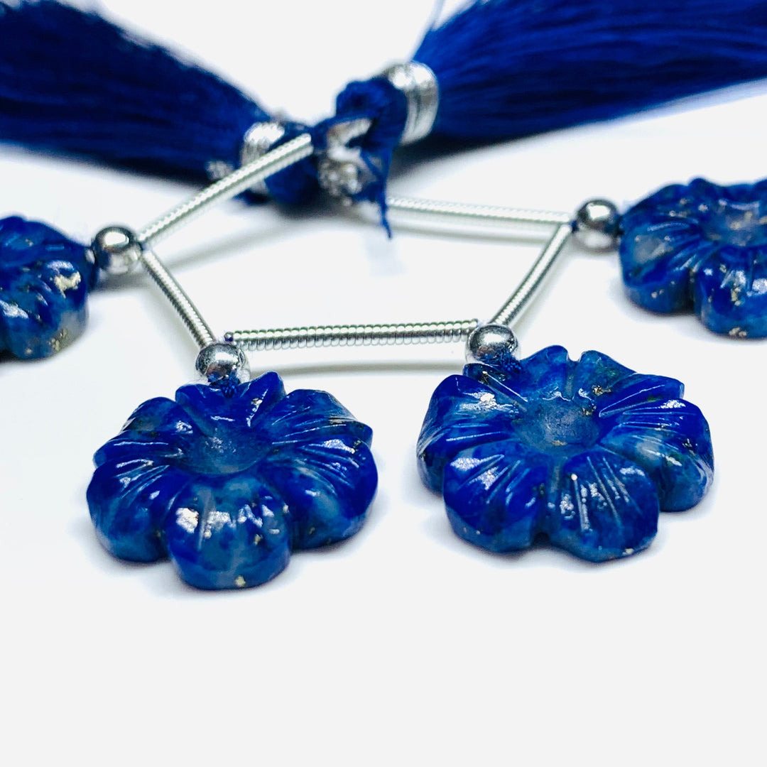 AAA Quality 4 Pcs strand 100% Natural Lapis Lazuli Fancy Shape Carved Gemstone, Fancy Shape Carving, Carved Gemstone For Jewellery 15mm