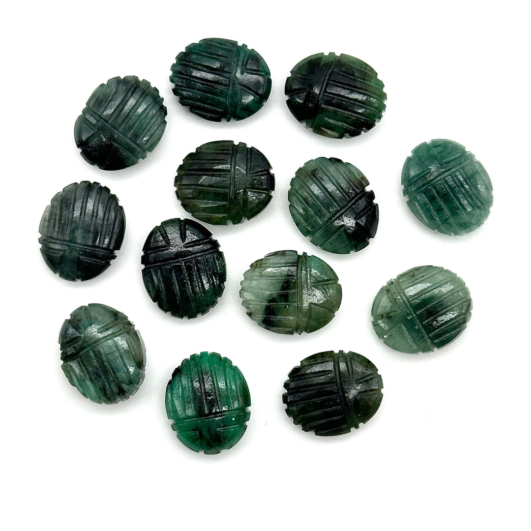 AAA Emerald Scarab Shape Briolettes, Natural Emerald Sracab Carving Beads, Beetle Shape Hand Carved Stones, 12X10 MM Insect Beads