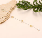 Natural Lemon Quartz Heart Shape Beads Bracelet, Lemon Quartz Heart Beads Bracelet, Girl's Gift Chain Bracelet, 925 Silver Gift for Her