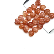 Red Sunstone Heart Briolettes: AAA Gemstone Beads, Hand Carved 8mm