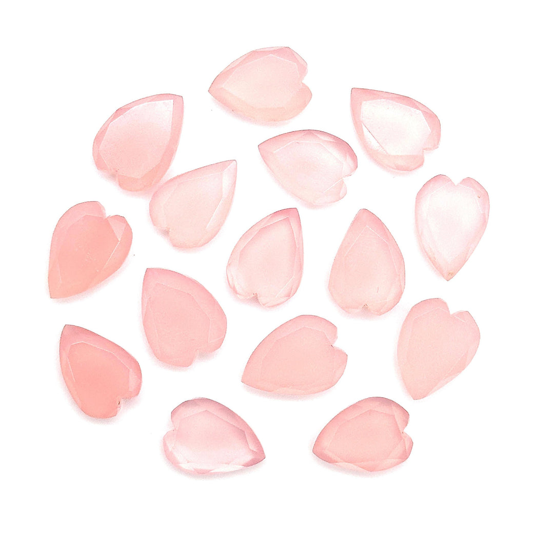 AAA Pink Chalcedony Elongated Heart Shape Beads, Faceted Heart Shape Gemstone, Pink Loose Heart Crystals Beads for Jewelry Making, 13 MM