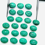 Load image into Gallery viewer, Malachite Evil Eye Beads, Hand Carved Gemstone Beads, Loose Oval Eye Beads, Green Evil Eye Charm Beads, Loose Carving Beads 10X12 MM