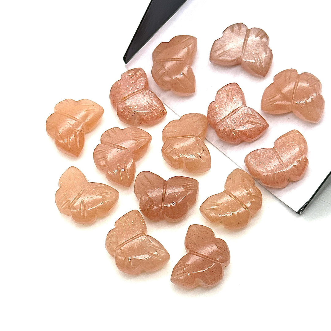 Natural Peach Moonstone Butterfly Shape Beads, Moonstone Hand Carved Butterfly Briolettes, Gemstone Carvings, 13 MM, Loose Butterfly Charms