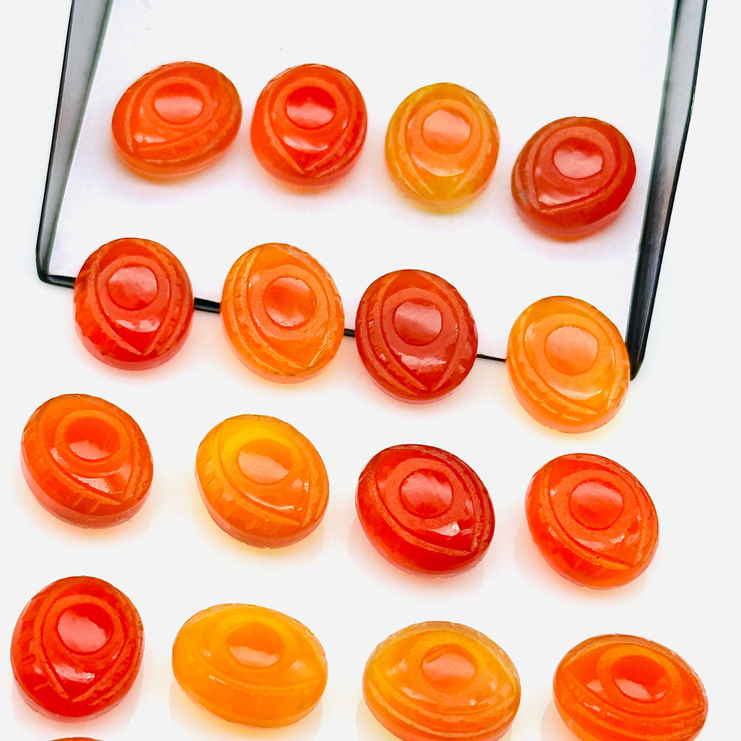 Natural Carnelian Carved Evil Eye Gemstone, Healing Carnelian Gemstone Beads, Evil Eye Charm Beads For Jewelry Making, Carving Beads 10X12MM