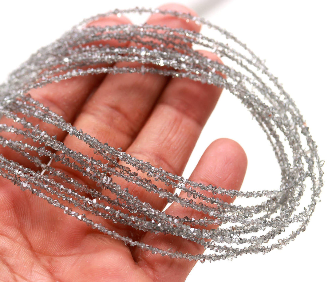 Grey Herkimer Diamond Quartz Beads: Raw Uncut Nuggets, 2-3mm