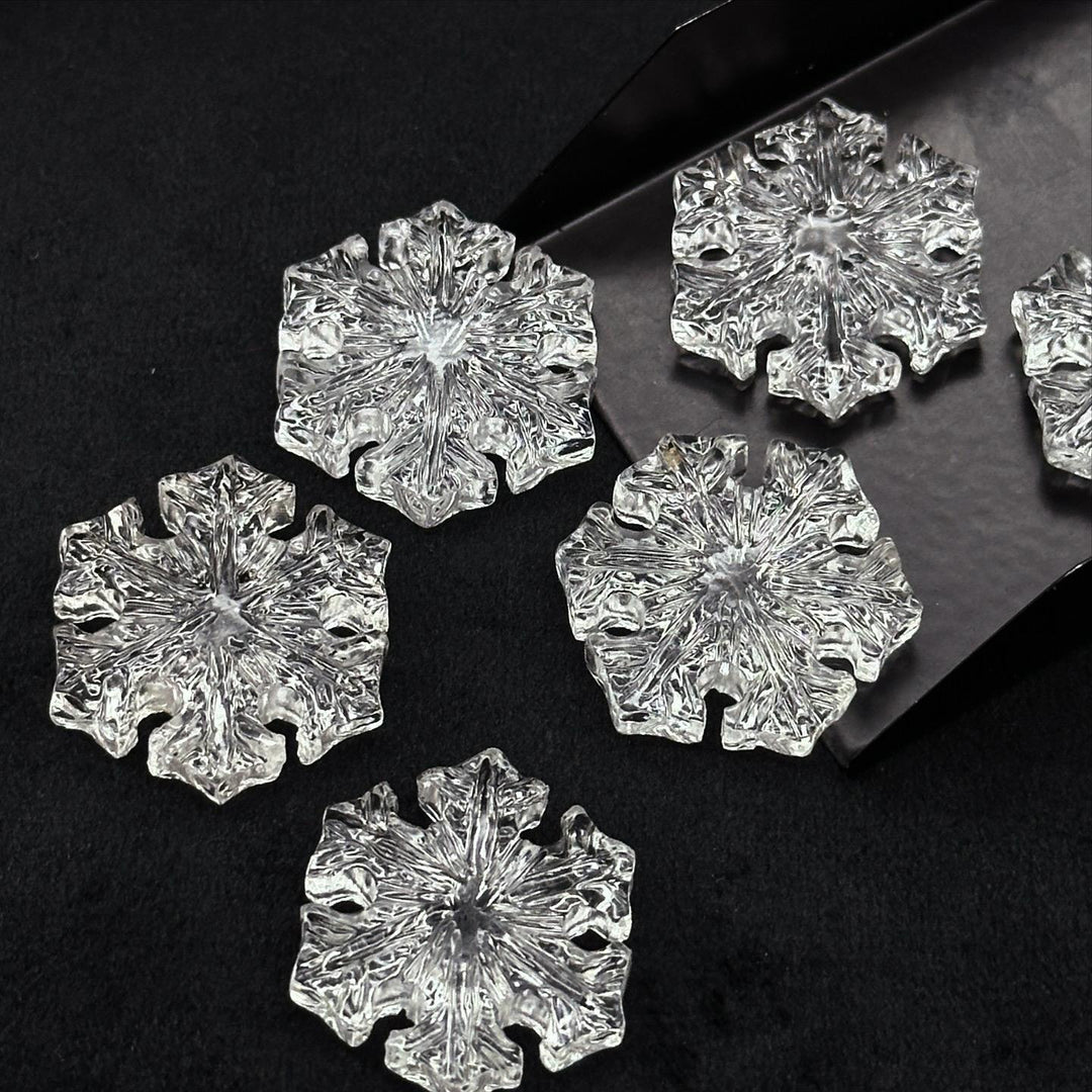 Snowflakes Crystals, 1 pc Natural Crystal Quartz Snowflake, 22 MM Handmade Snowflake Carvings, Hand Carved Gemstone For Jewelry, Ice Flakes