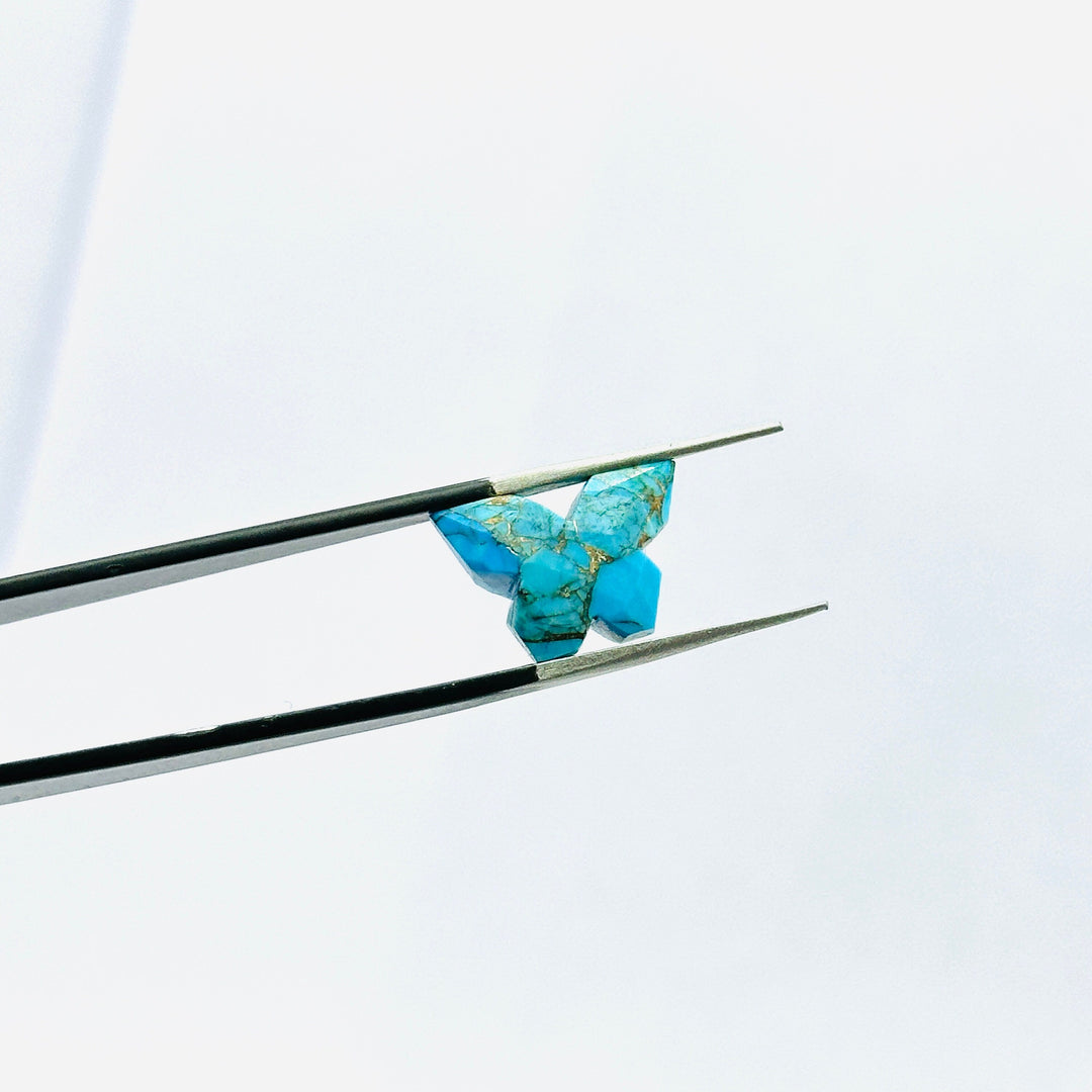 Faceted Copper Turquoise Butterfly Beads: Carved Gemstone (14x10 MM)