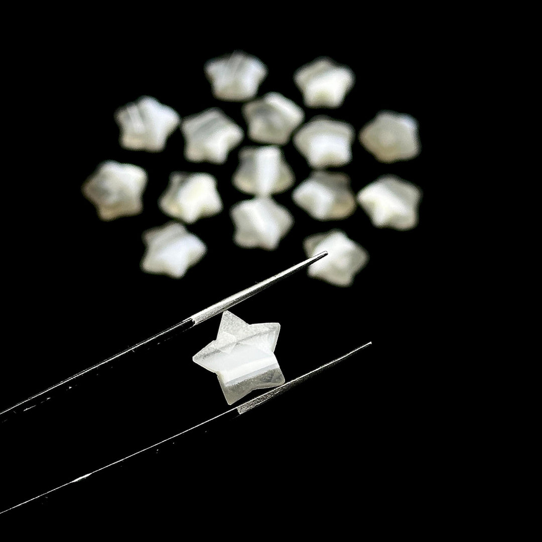 White Lace Agate Faceted Star Shape Beads, Natural White Lace Agate Star Shape Briolettes, Loose Star Gemstone Charms for Jewelry, 10 MM