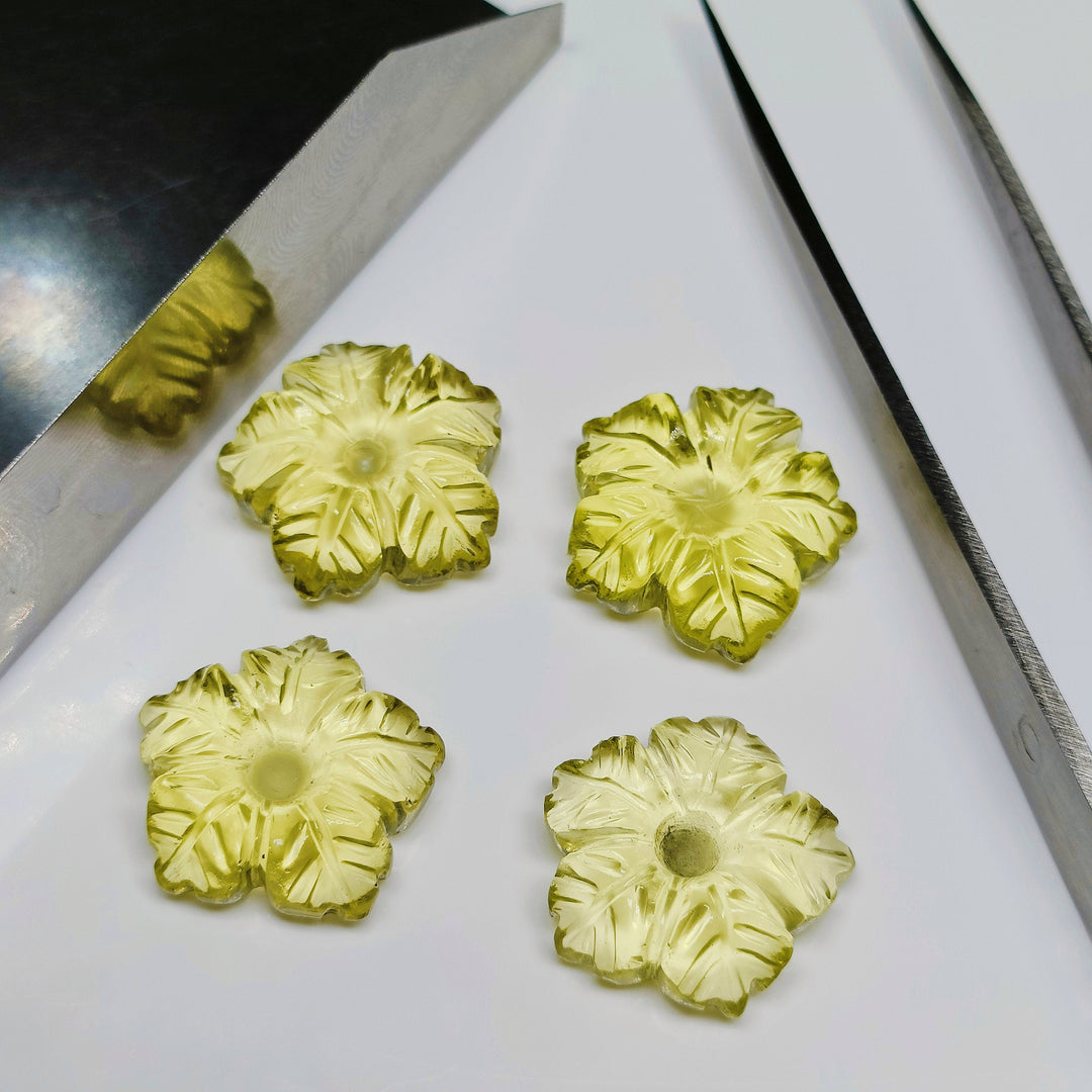 2,3,4,5,6 pcs 100% Natural Lemon Quartz Fancy Shape Carved Gemstone, Loose Gemstone, Fancy Shape Gemstone For Jewlery, Carved Gemstone 16mm