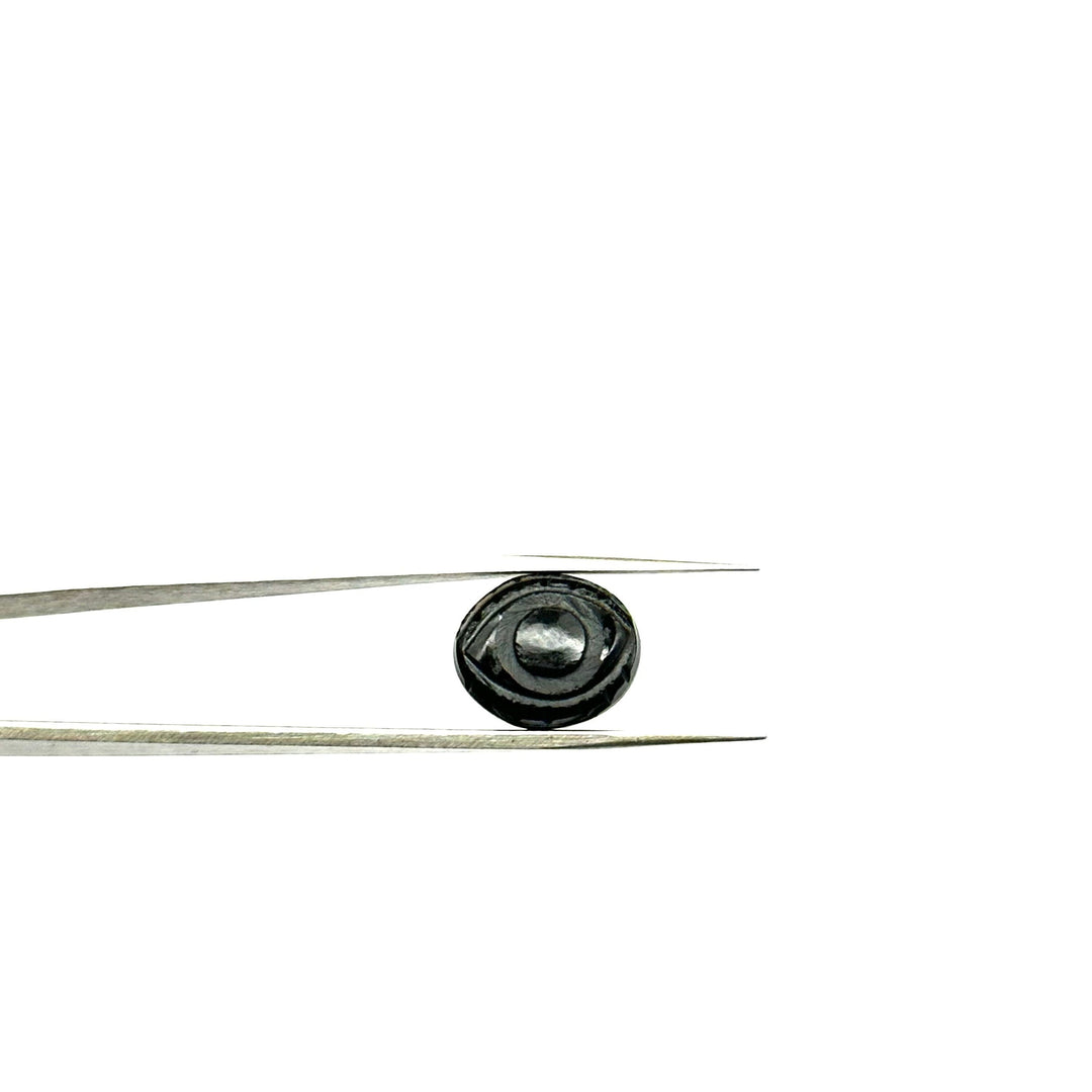 Black Onyx Evil Eye Beads, Natural Hand Carved Beads, Black Onyx Eye Shape Gemstone Beads, Evil Eye Protection Gemstone Beads, 10X12 MM