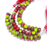 Load image into Gallery viewer, Neon Copper Turquoise Rondelle Beads: Hot Pink &amp; Green, 8-10mm, 4 Inch