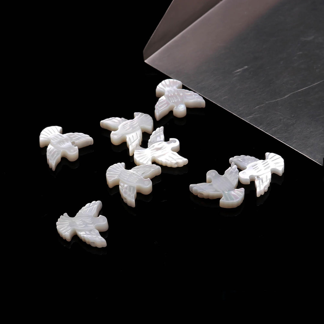1 Pc Hand Carved Mother of Pearl Dove Bead, Jewelry Making (12x13 MM, Side Drill, 1 Pc